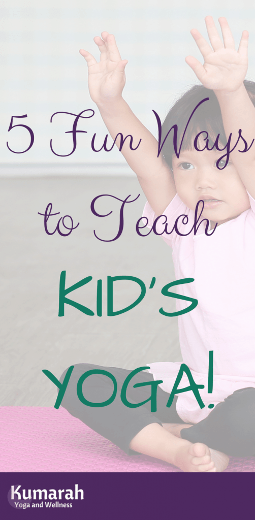 young girl doing yoga pose on a yoga mat, 5 fun ways to teach kids yoga in a yoga class or school
