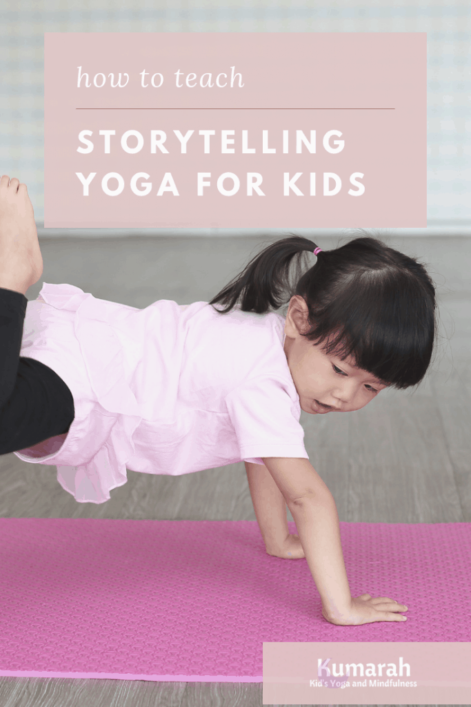 storytelling yoga for kids, little girl doing kids yoga pose on a yoga mat