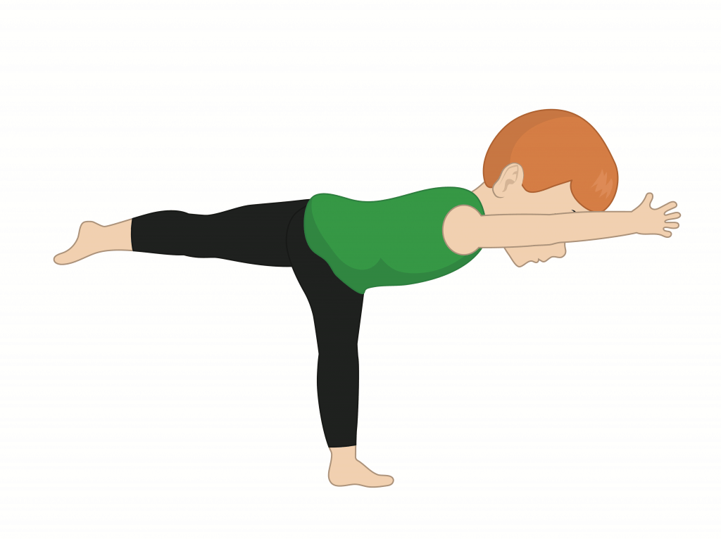 kid doing warrior three pose, yoga pose for kids, yoga at home with kids