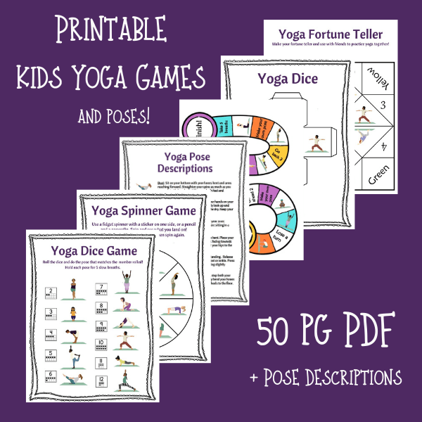 printable kids yoga games, yoga games for kids, diy yoga games for kids