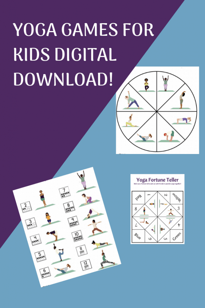 yoga games for kids digital download with printable yoga games for kids, yoga dice, yoga spinner game and yoga fortune teller