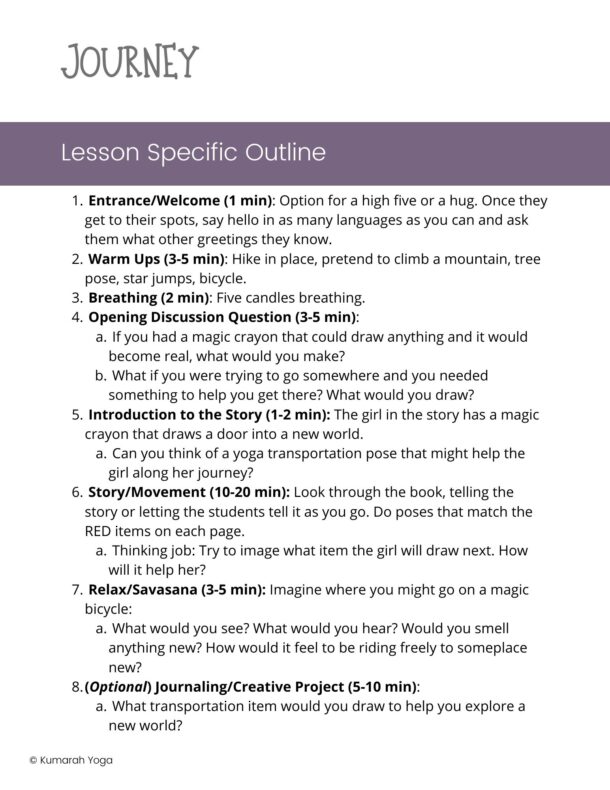 Kids Yoga Lesson PlanJourney by Aaron Becker Kumarah