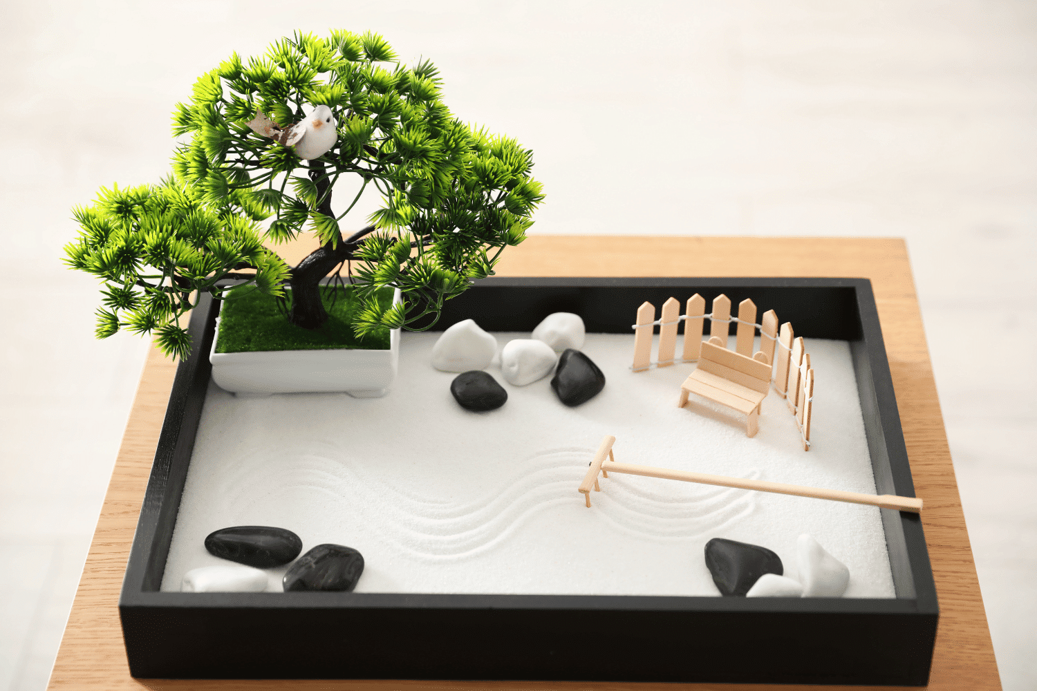 Mini Zen Tuinset - Japanse Zandtuin Voor Je Bureau | Meditatie Geschenk | Feng Shui Decor