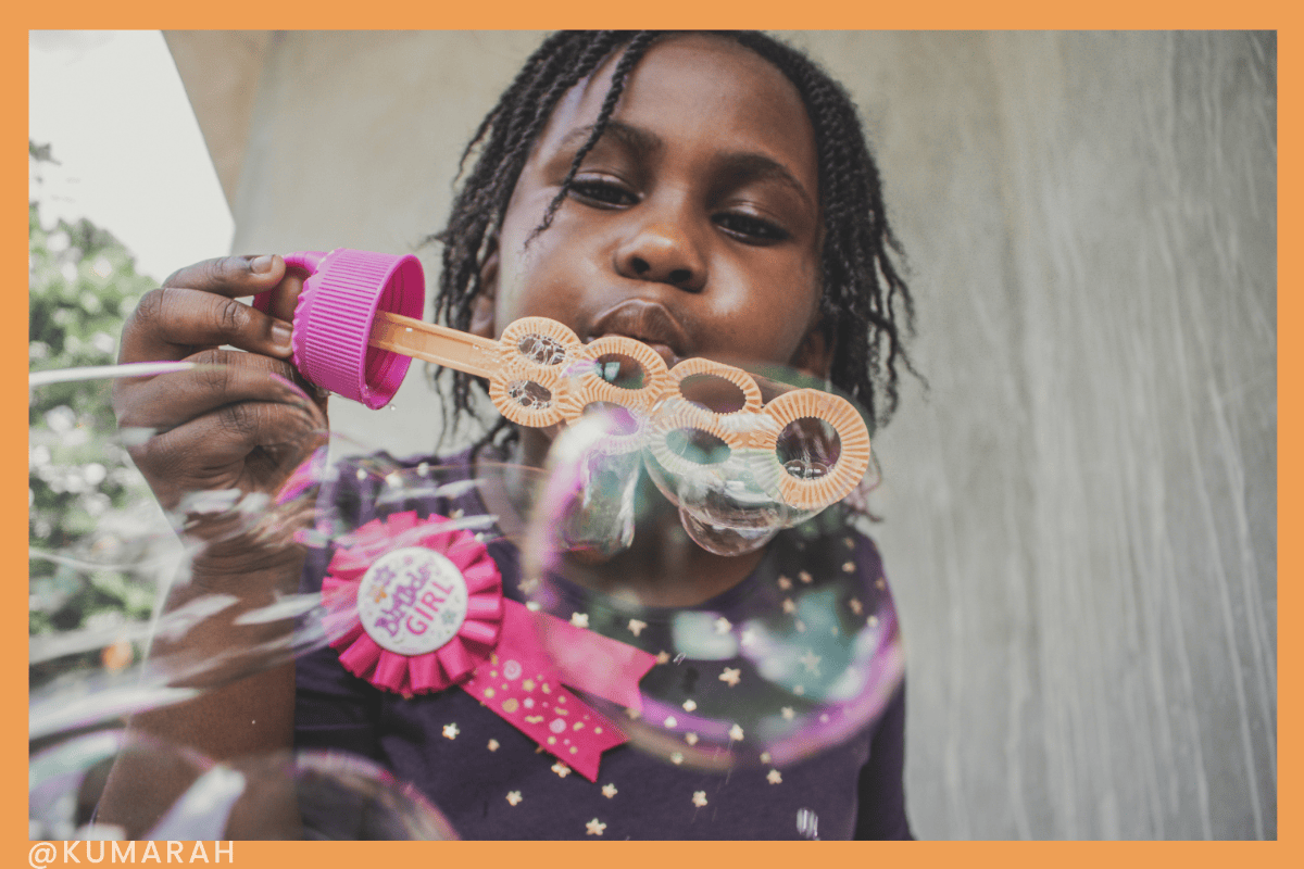 blowing bubbles for breathing activities