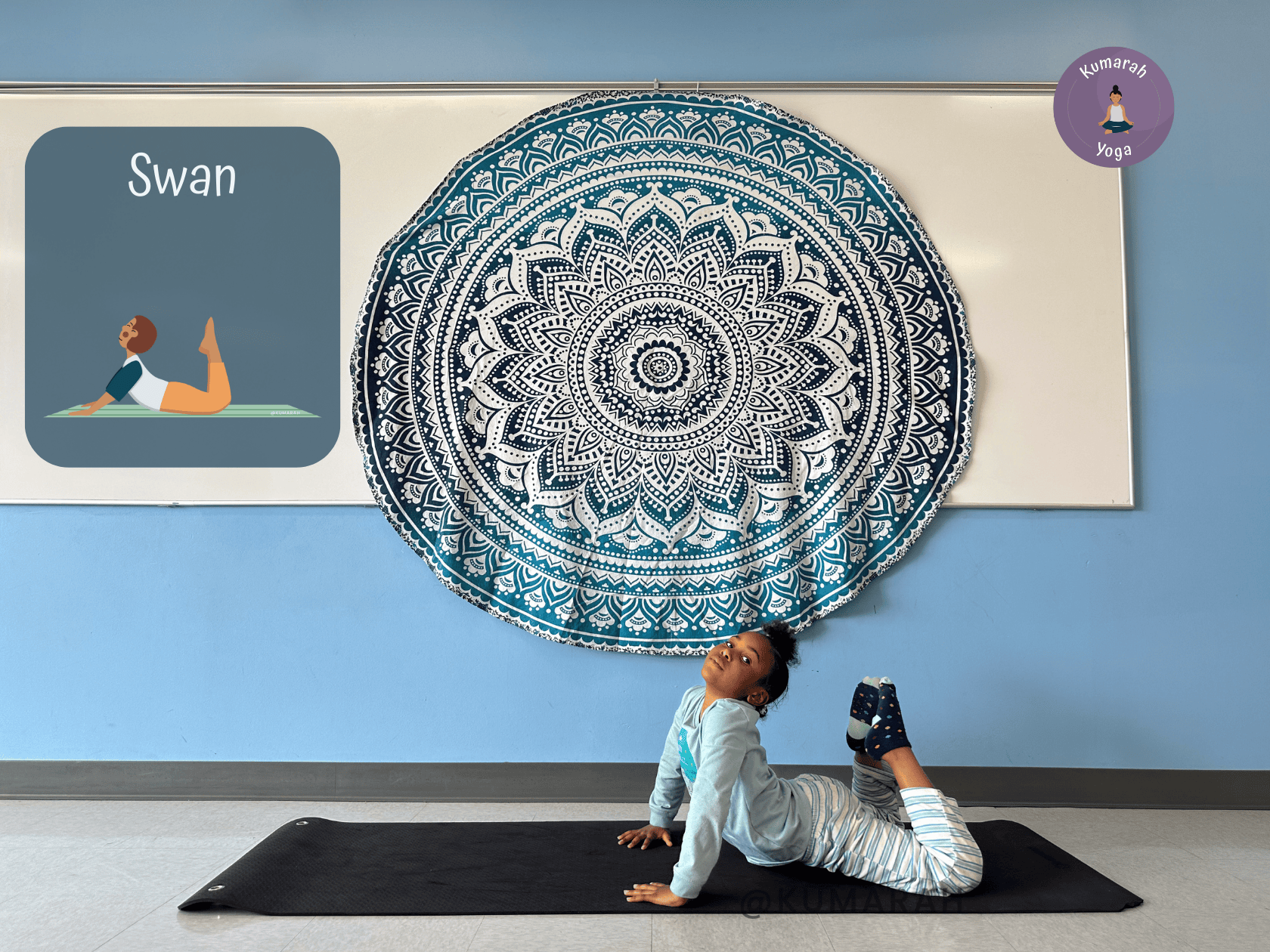child doing swan pose