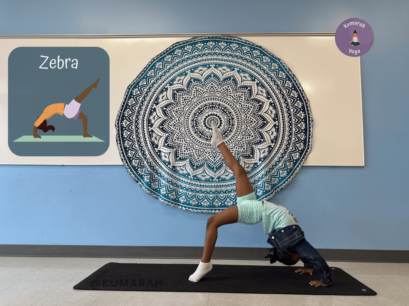 child doing one legged wheel pose