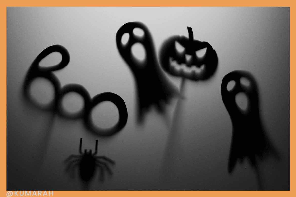 shadow puppets on wall, boo, ghost, pumpkin